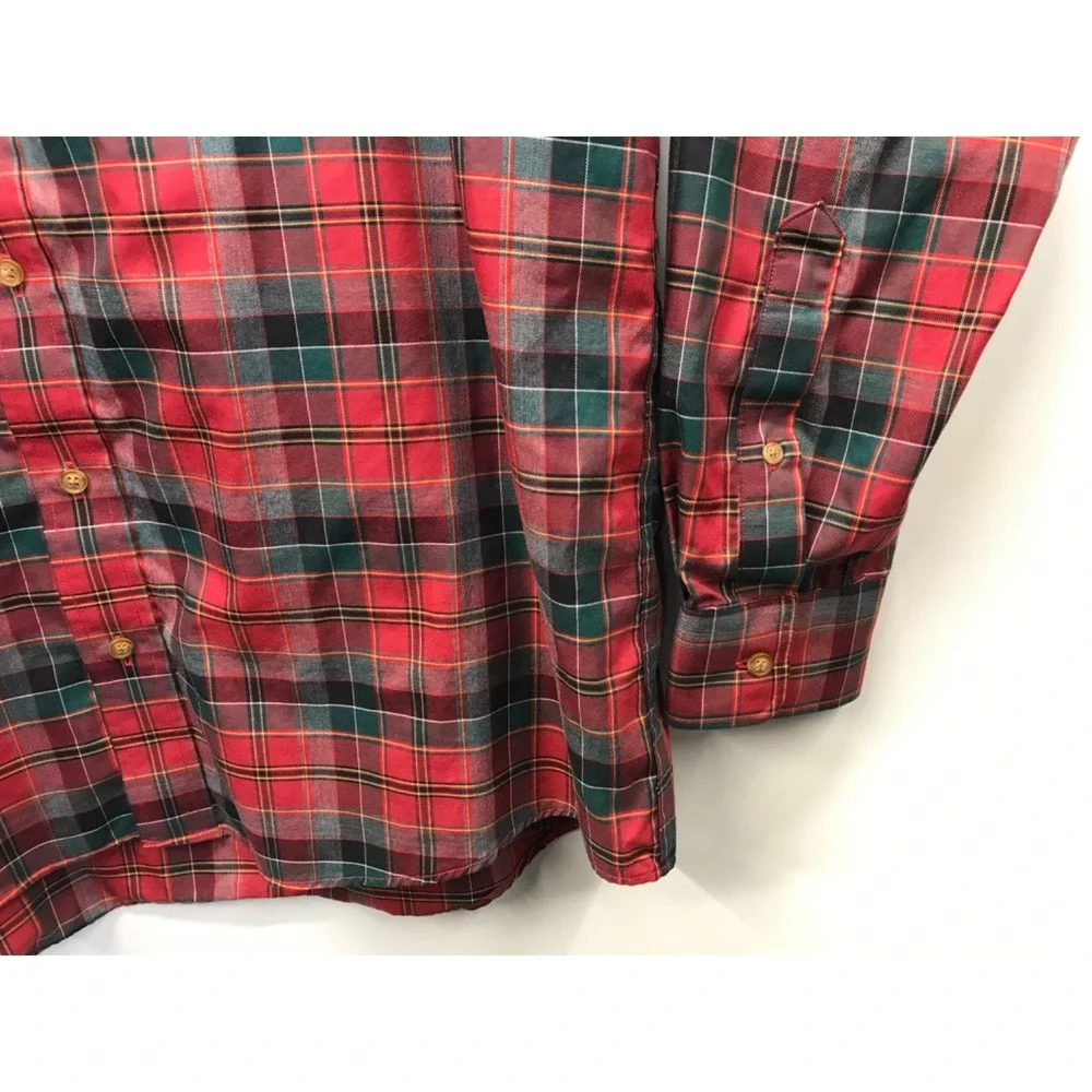 Allen Edmonds Shirt Mens XXL Red Plaid Button Down Wrinkle Free Long Sleeve